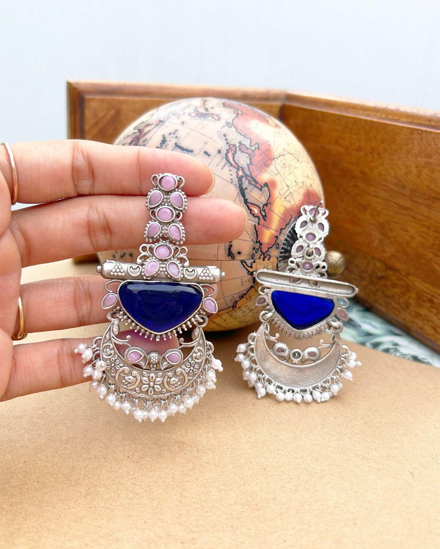 Pink & Blue Aisha Chandbali