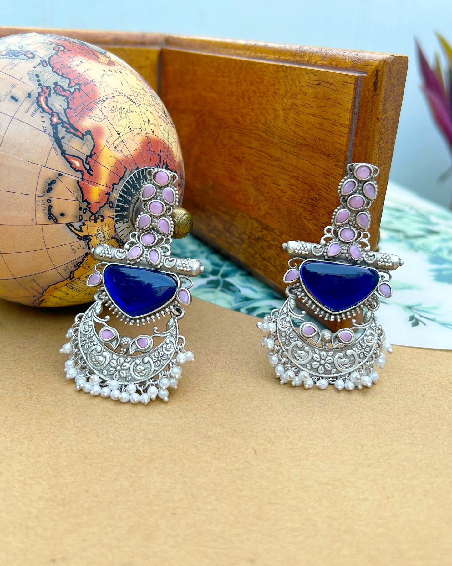 Pink & Blue Aisha Chandbali