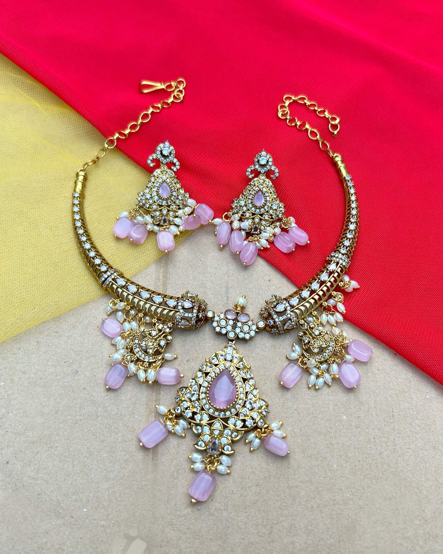 pink necklace set