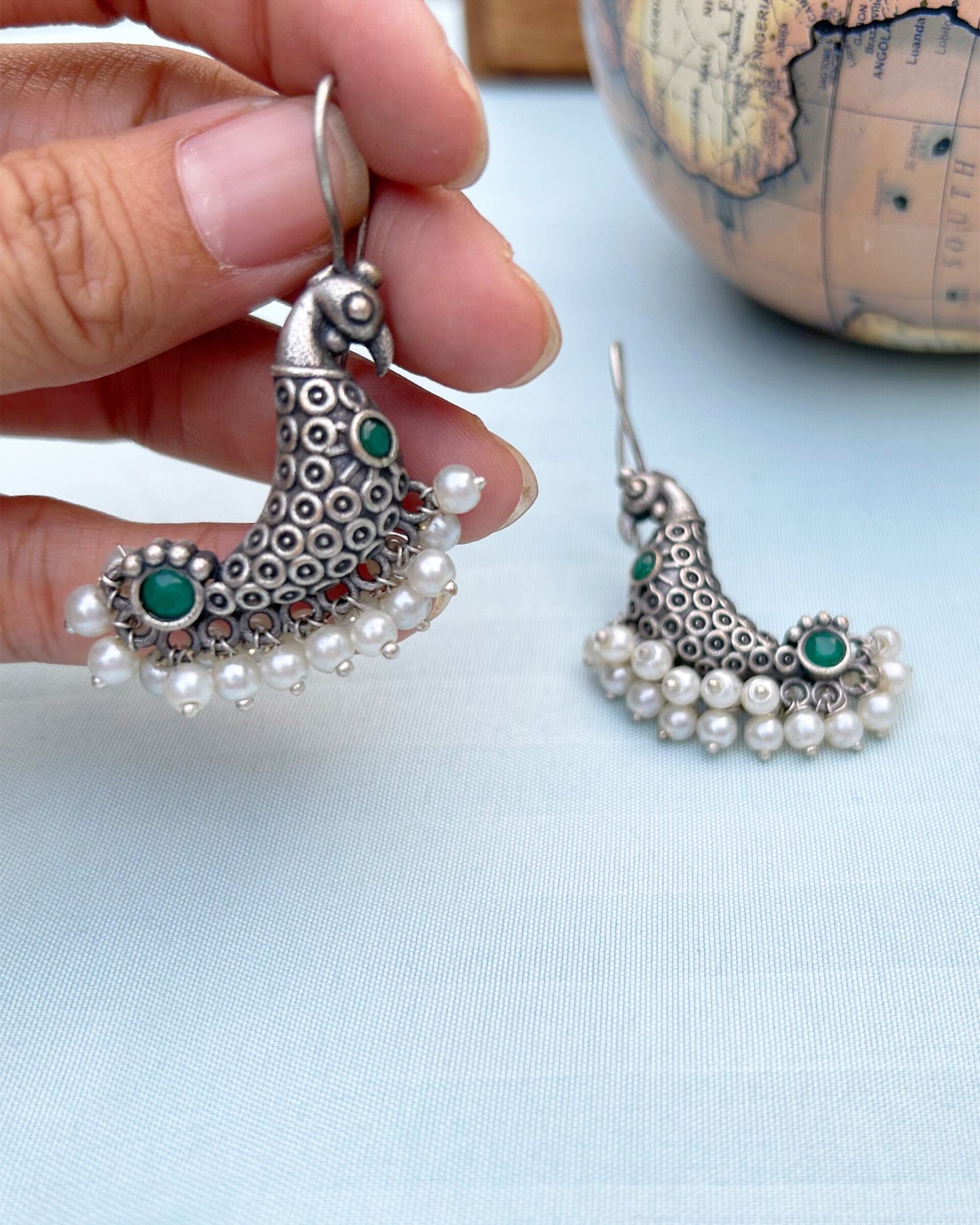 Green Peacock Antique Polish Dangler