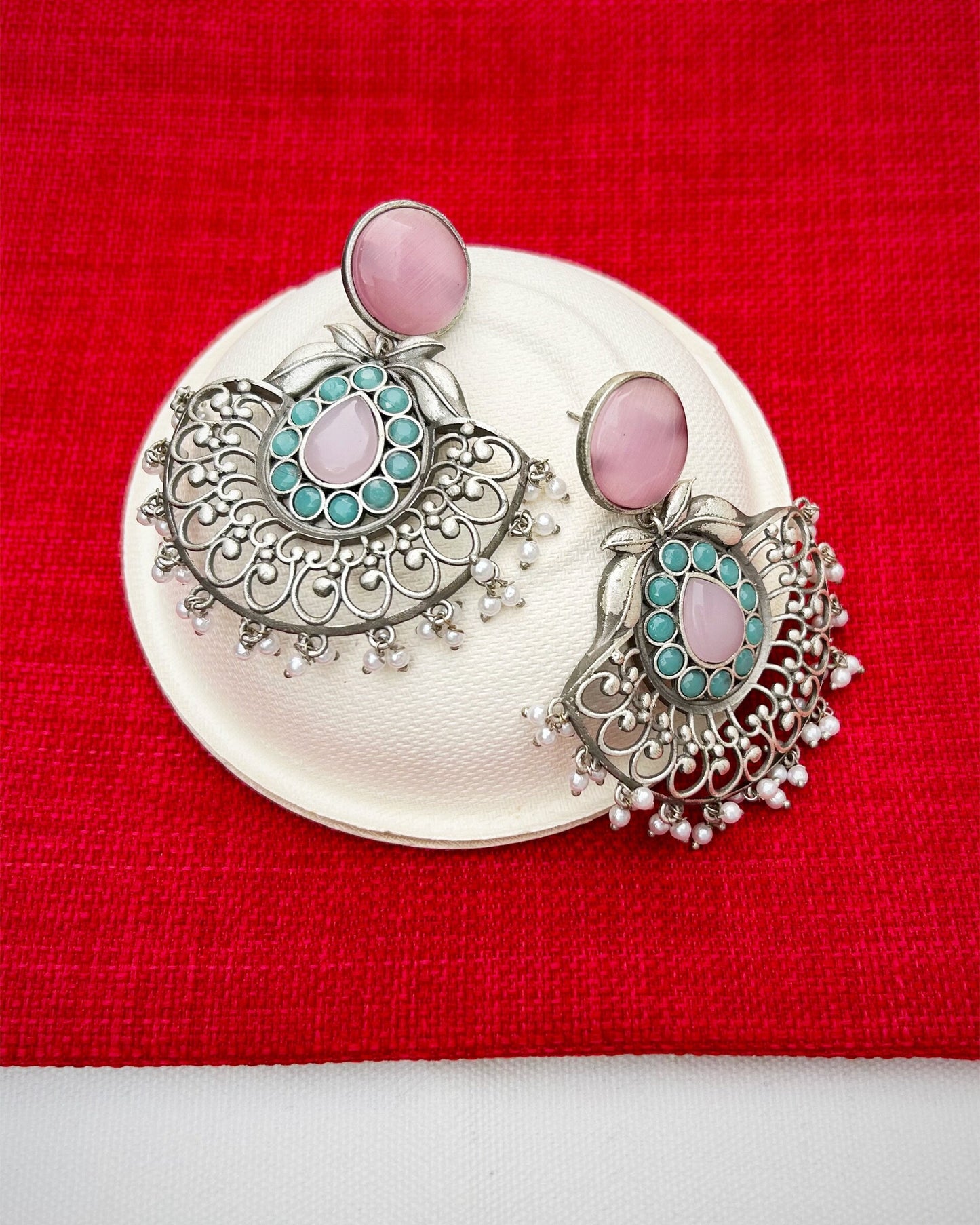 Yuvika Pink & Blue Chandbali