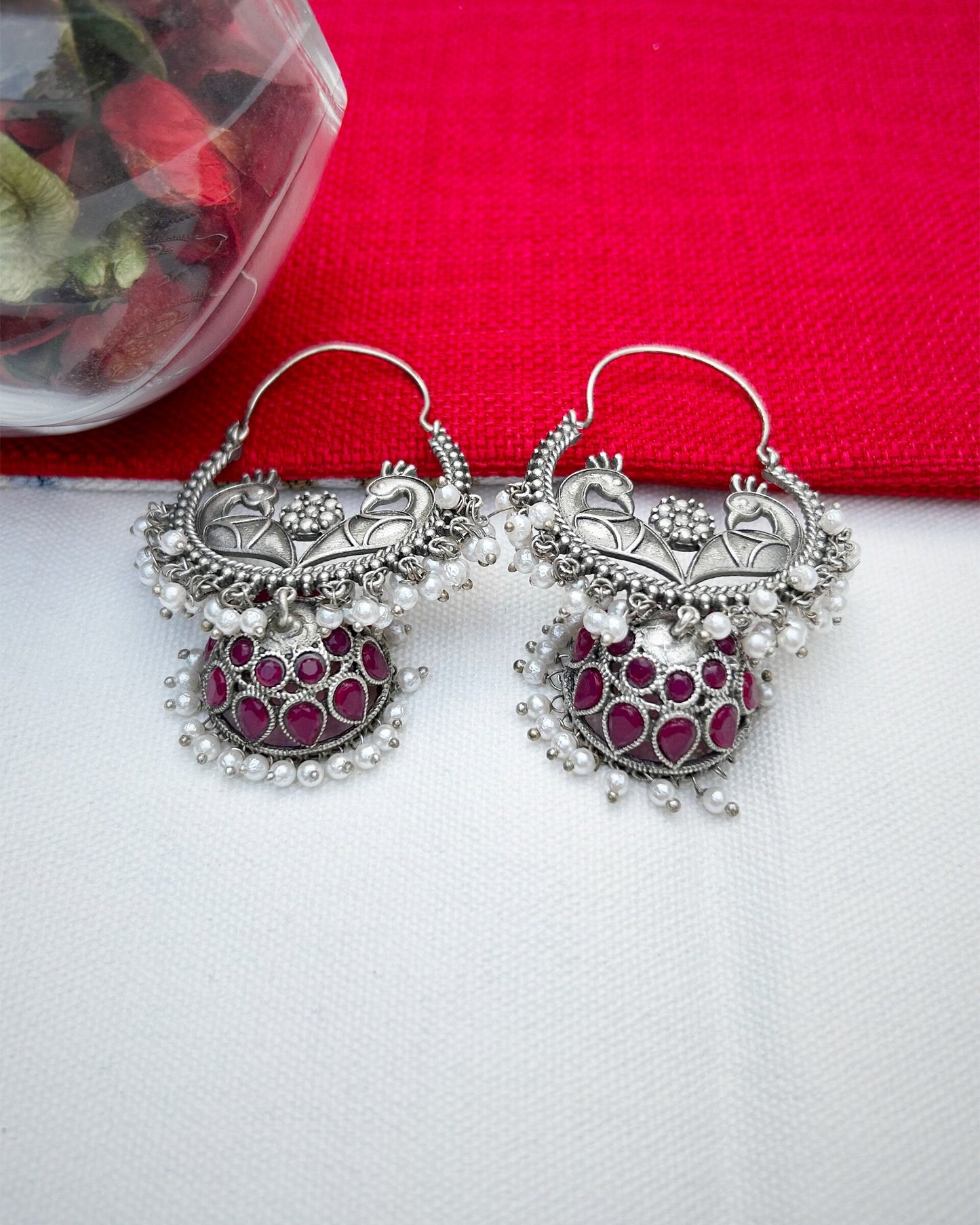 Vrinda Pink Chandbali Jhumka