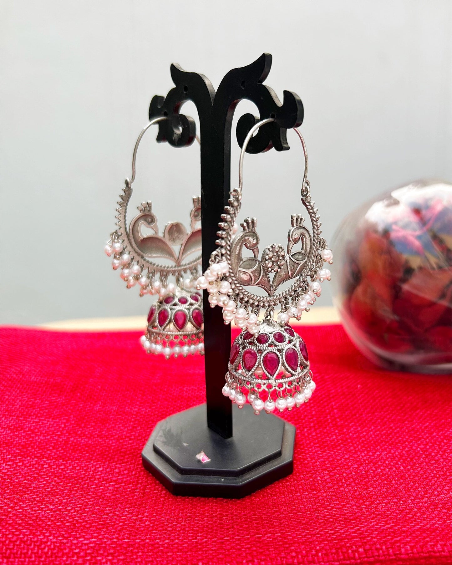 Vrinda Pink Chandbali Jhumka