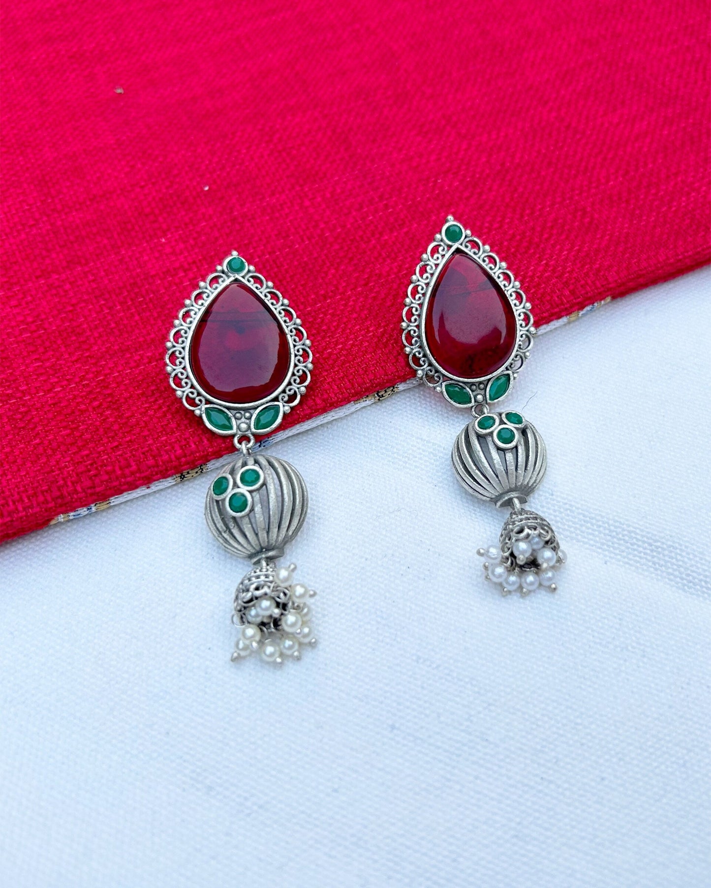 Red Anika Small Jhumka