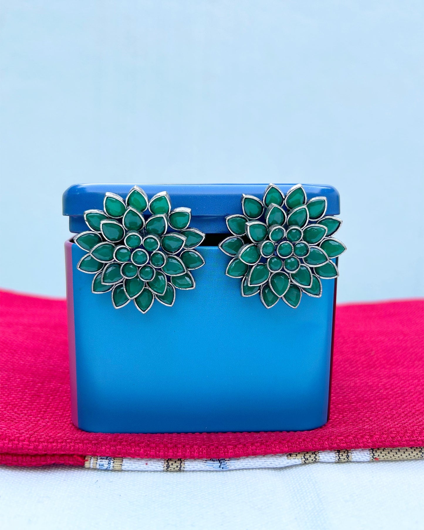 Floral 3 In 1 Green Studs