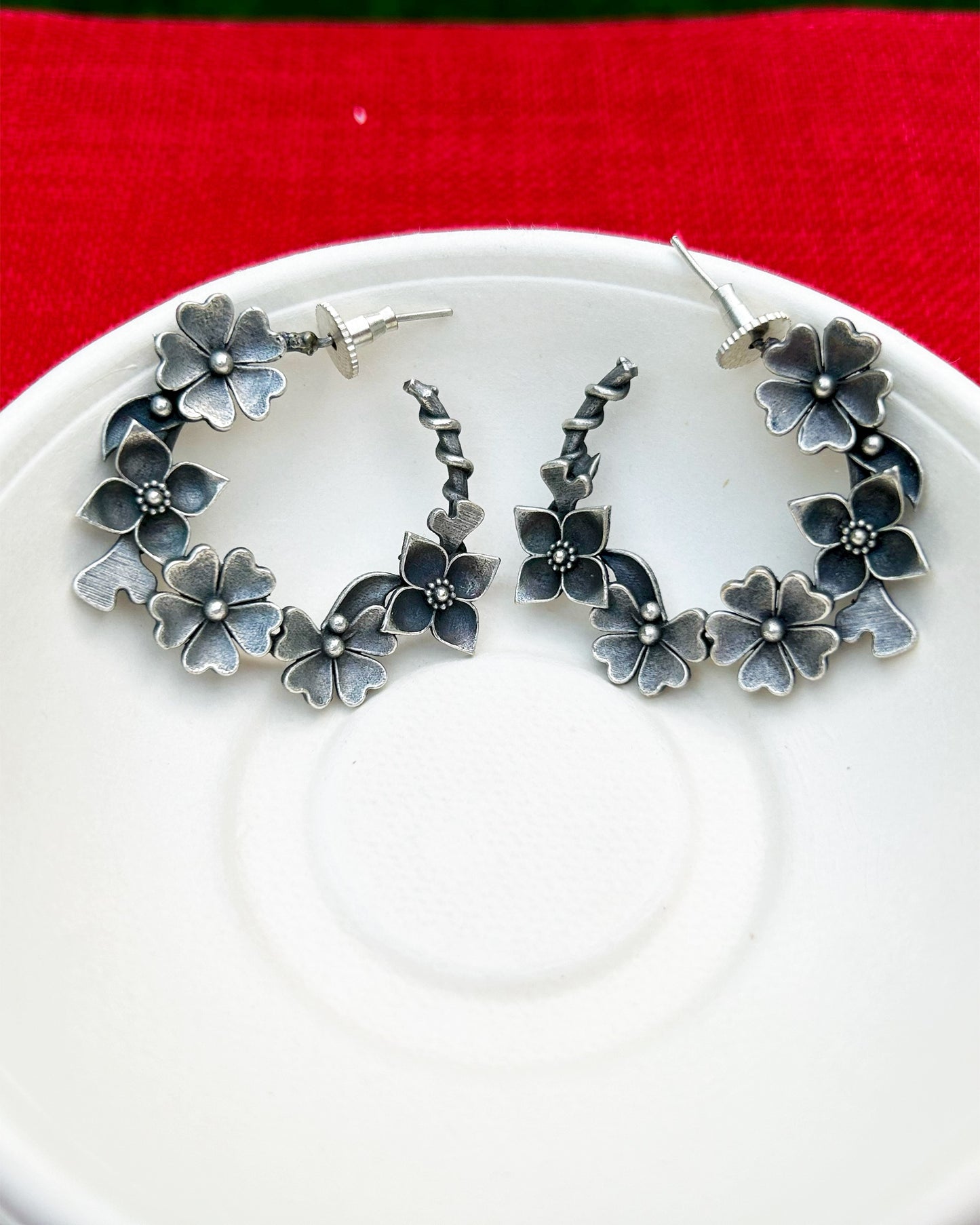 Anaya Floral Half Hoops Earring