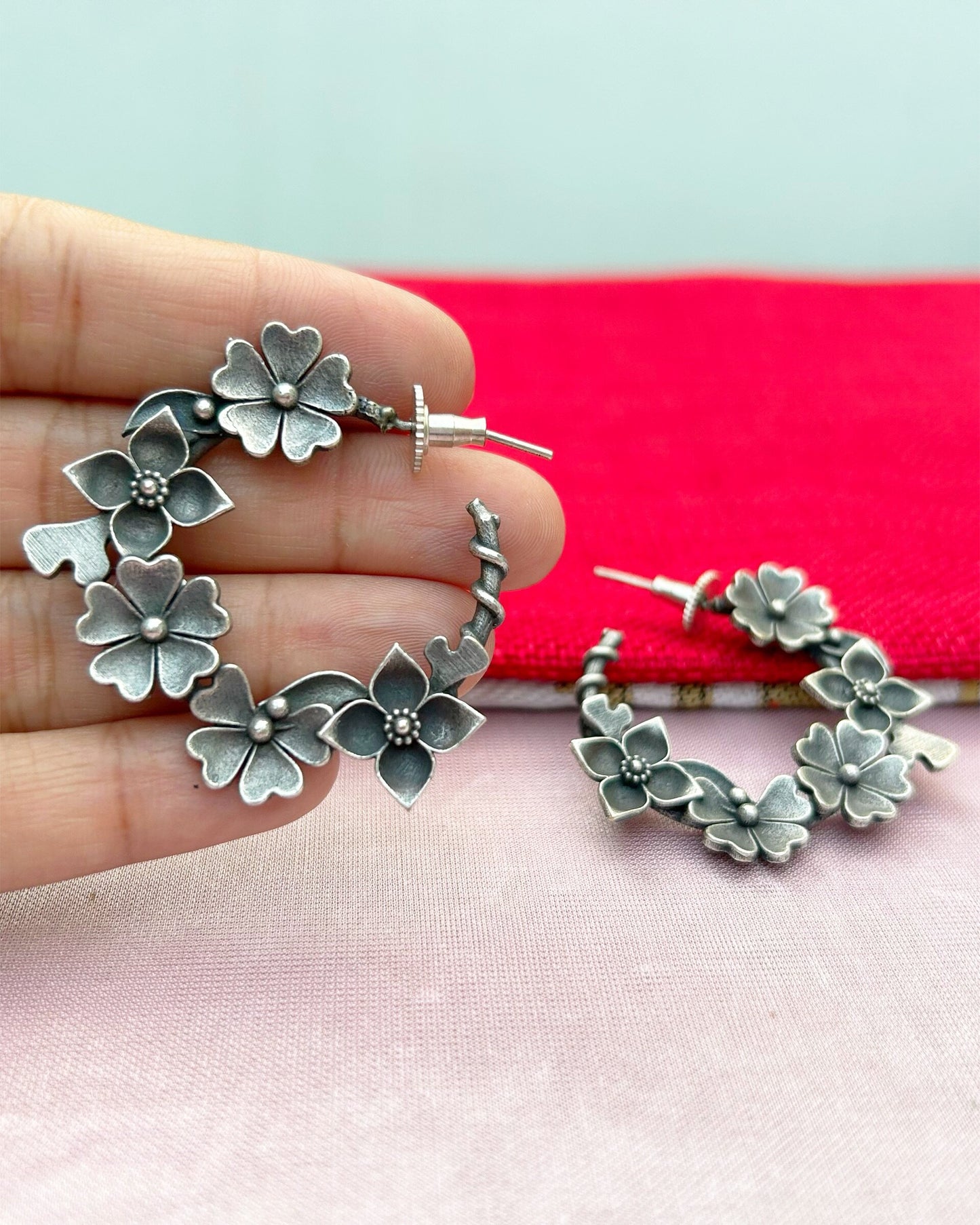 Anaya Floral Half Hoops Earring
