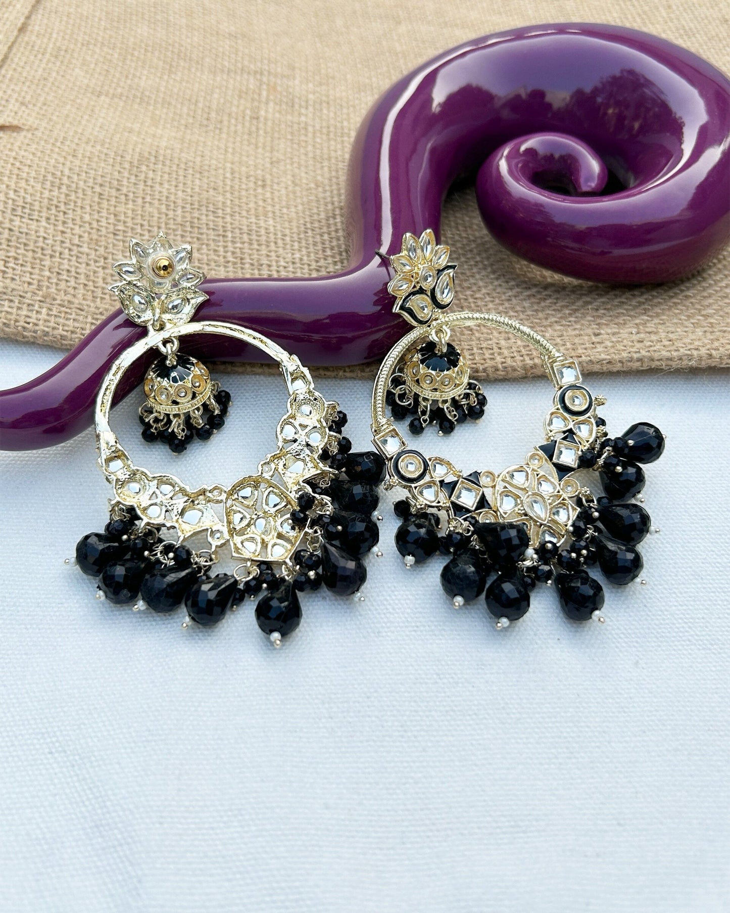 Black Chandbali Jhumka