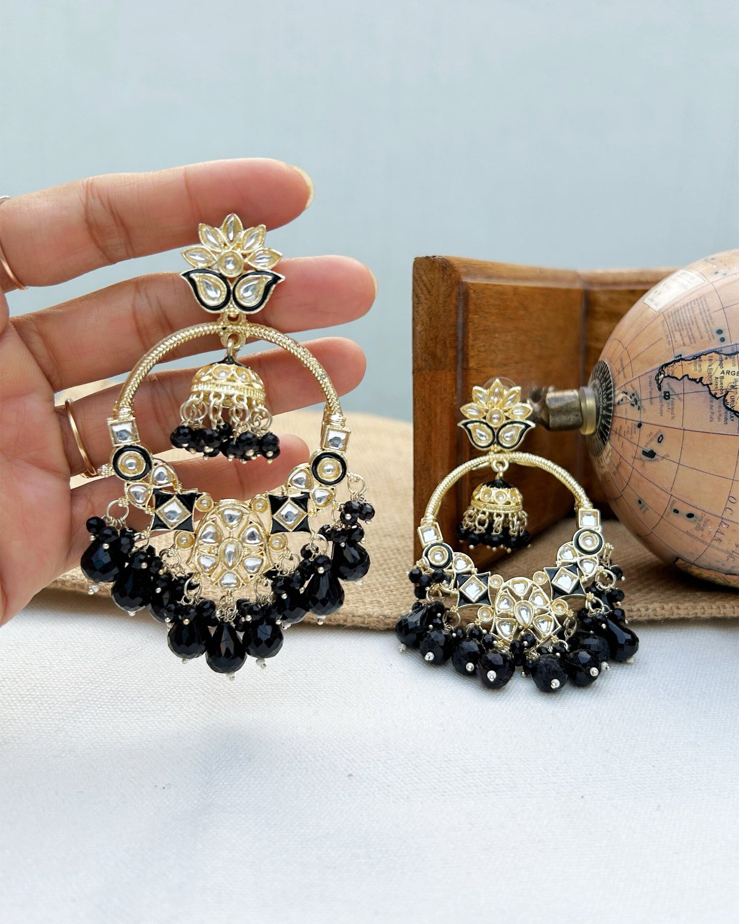 Black Chandbali Jhumka