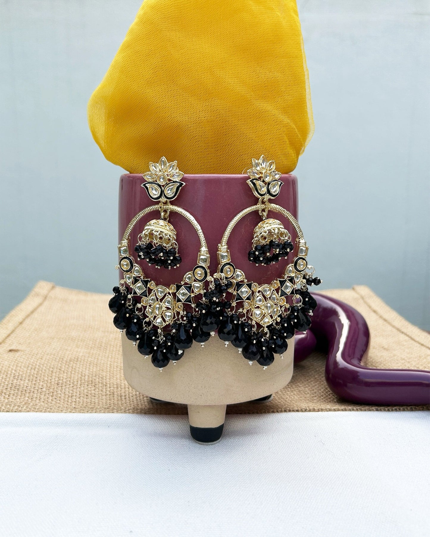 Black Chandbali Jhumka