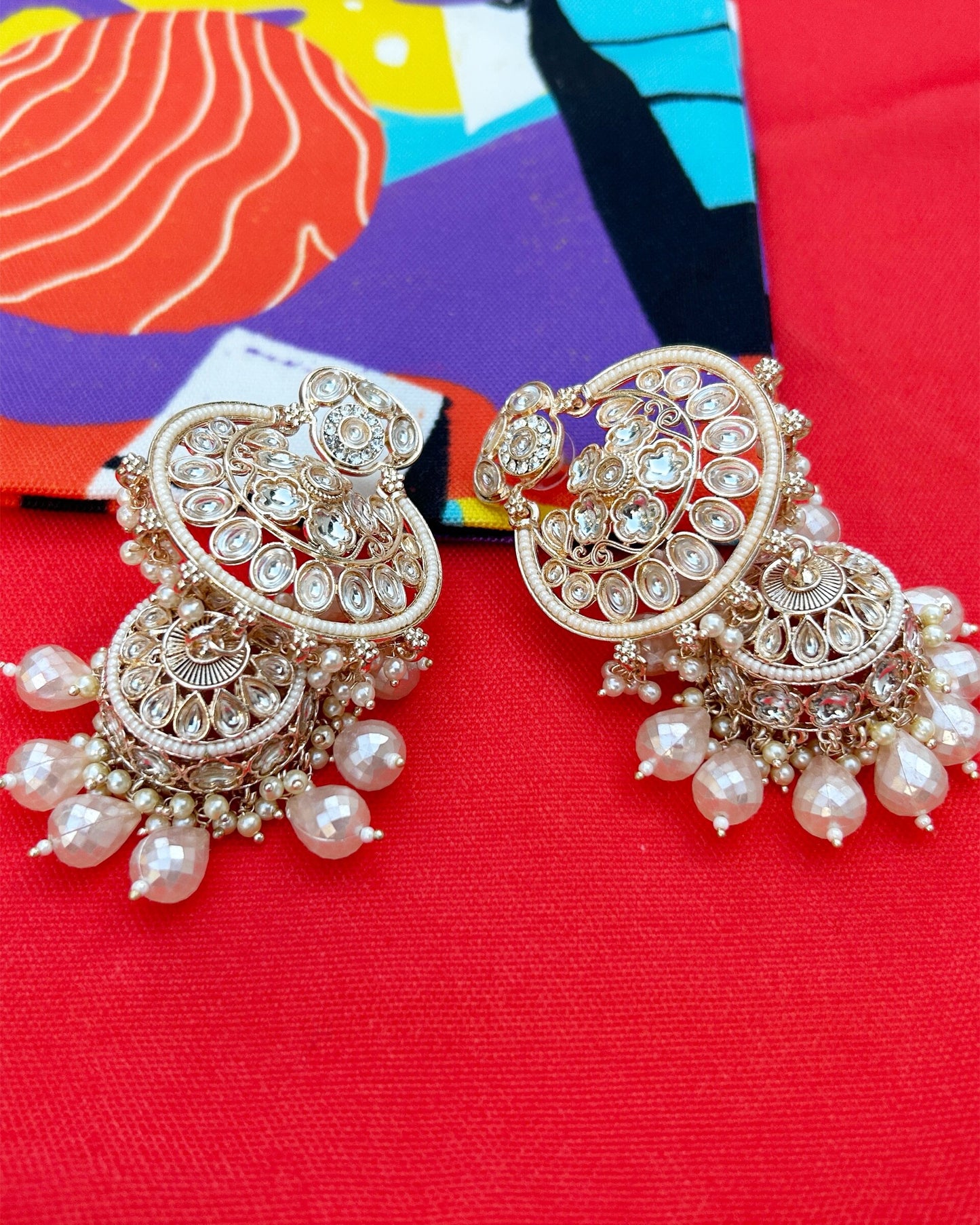 Jhumka White I Velvet Box
