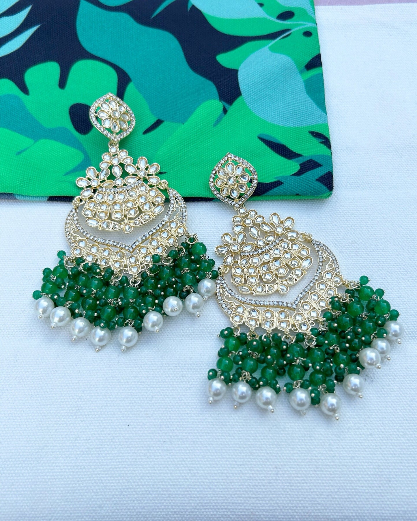 kundan long earrings