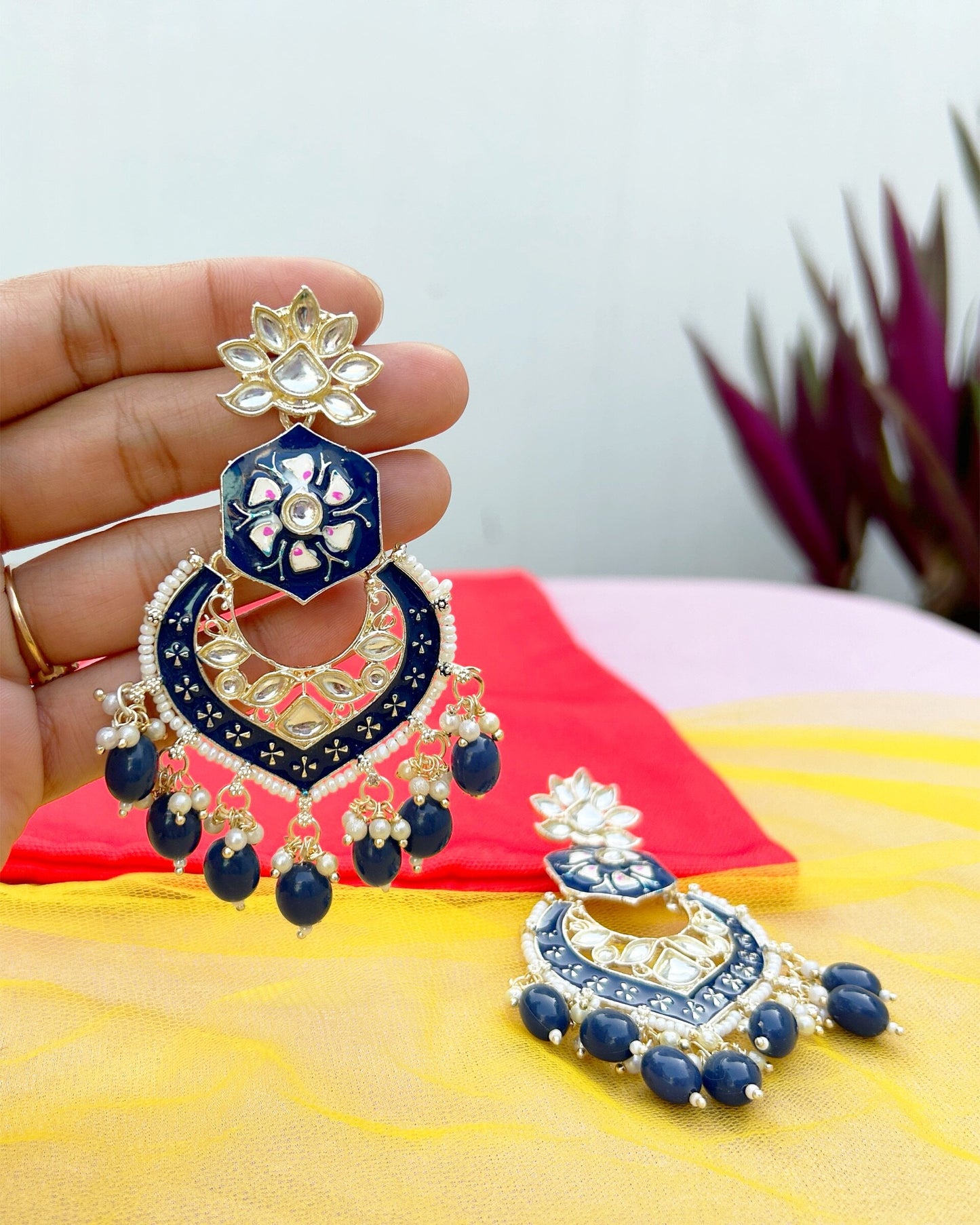 meenakari kundan earrings