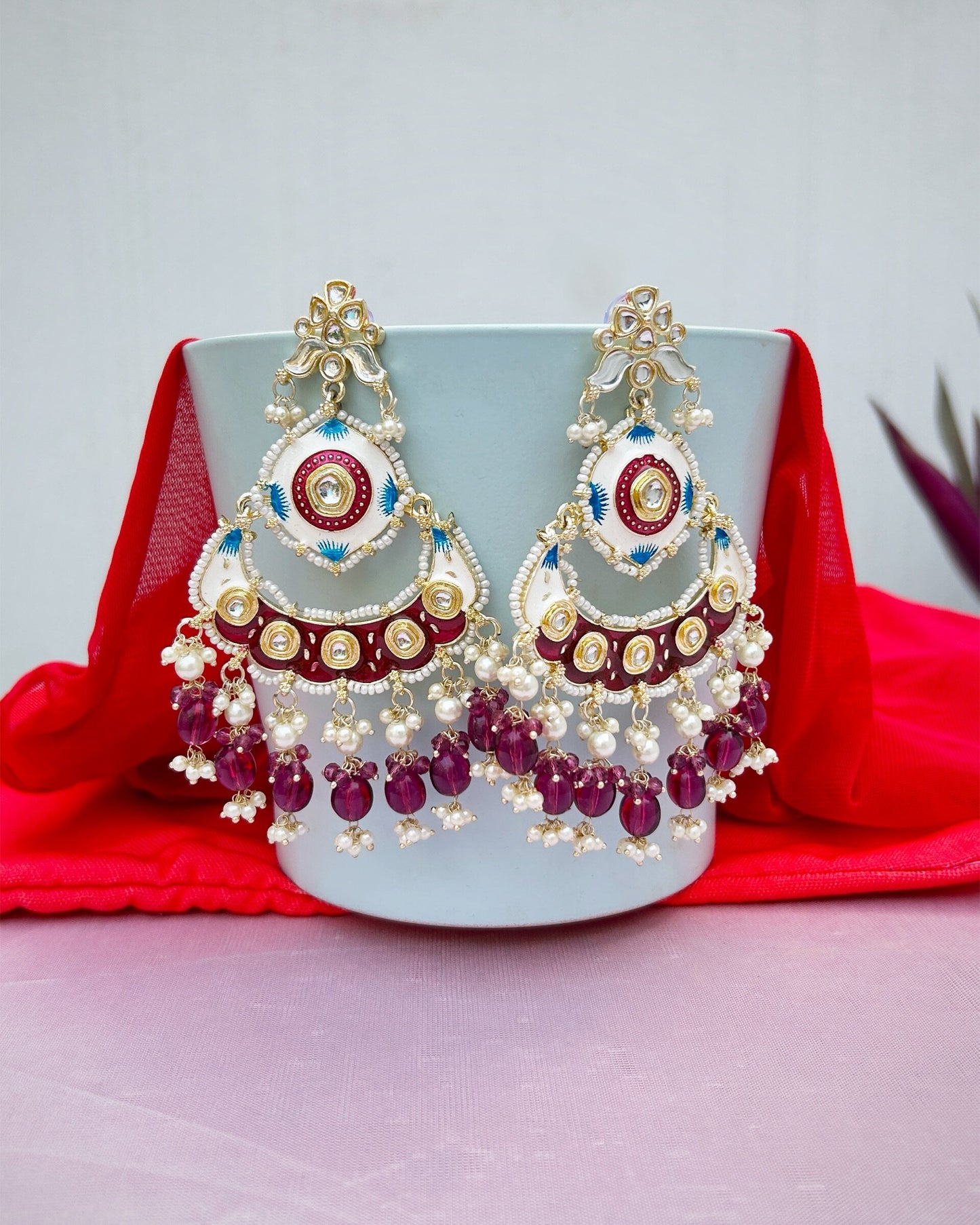 meenakari chandbali earrings