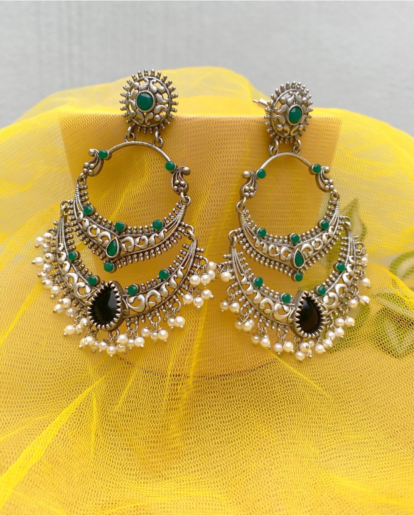 Green & Black Anna Chandbali