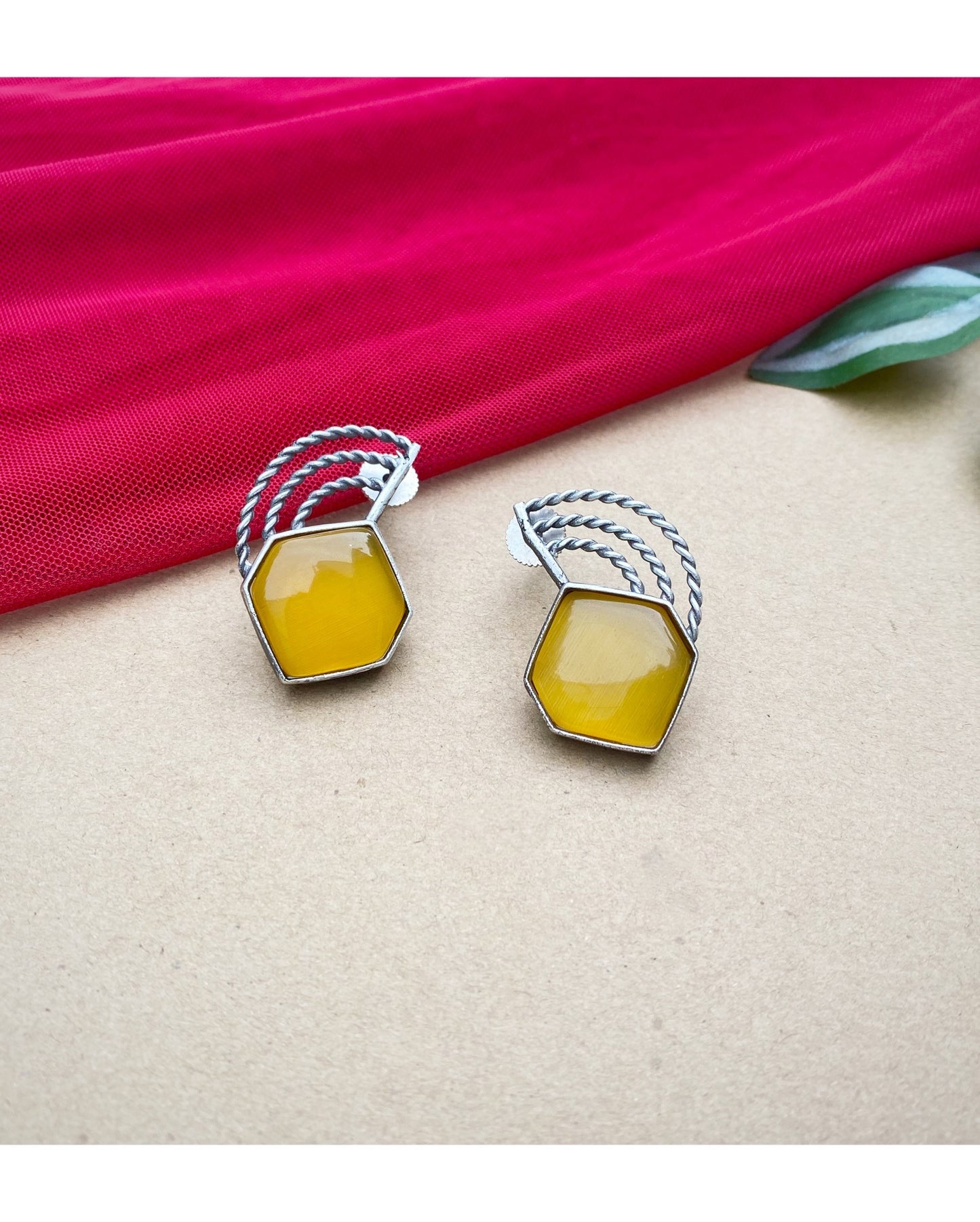 Rusty Yellow Amber Brass Studs