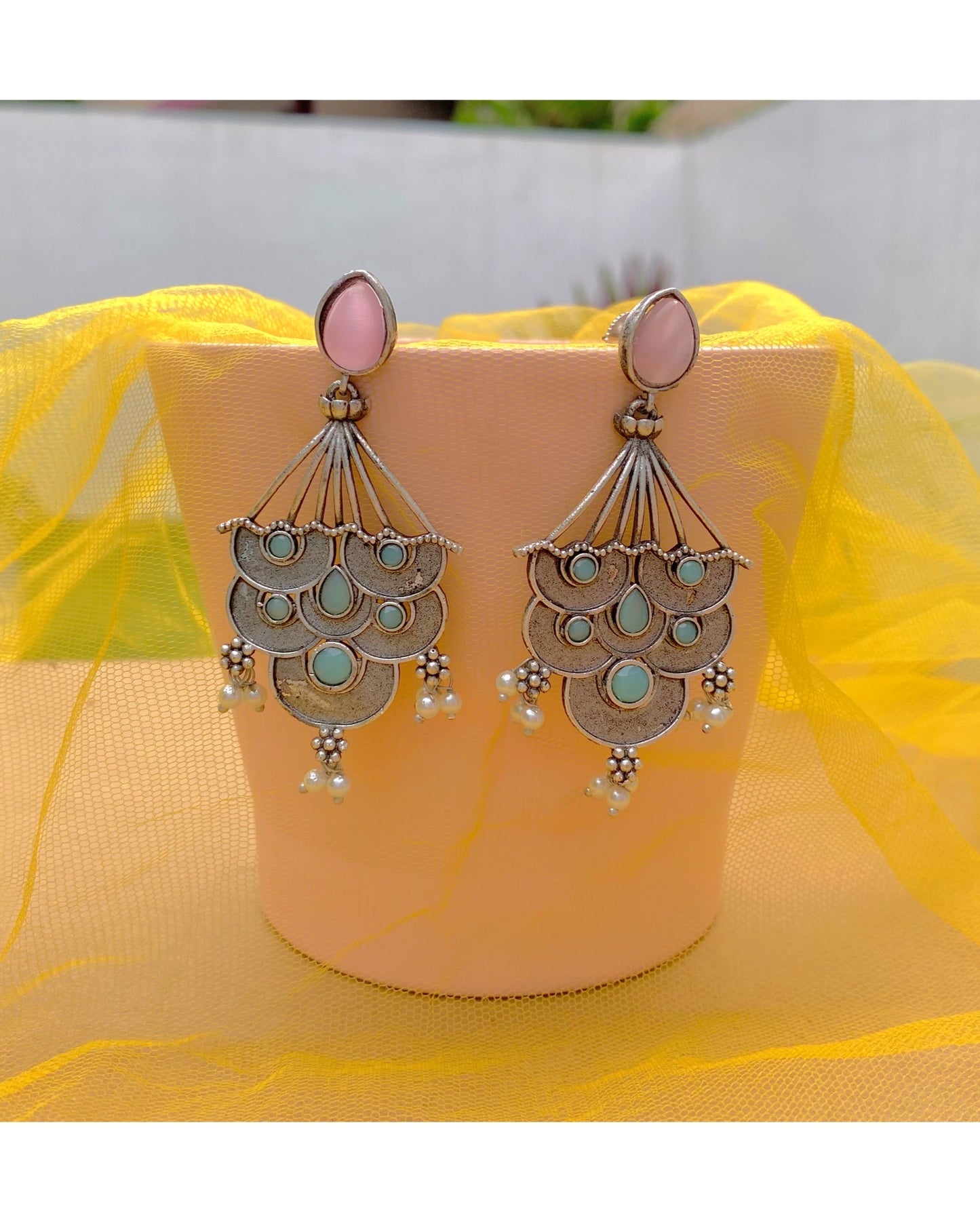 Pink Aether Silver Lookalike Earring