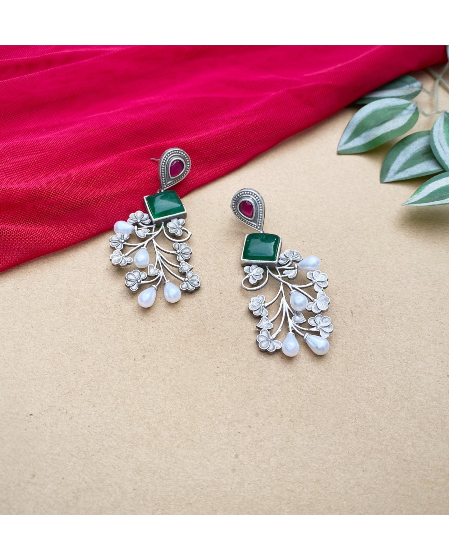 Green Amara Floral Earring