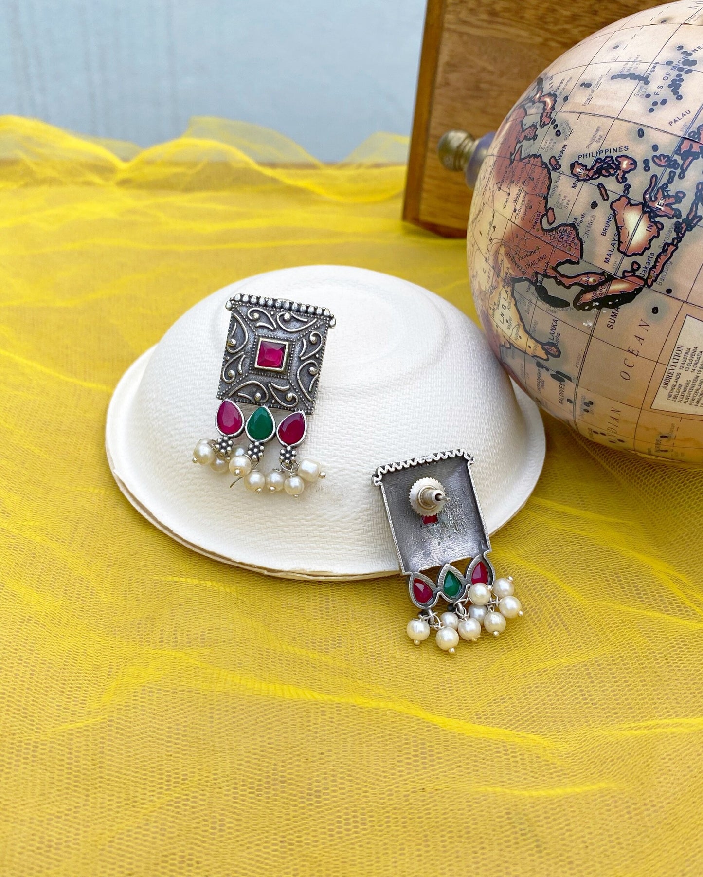 Rusty Look Aurora Pink & Green Studs