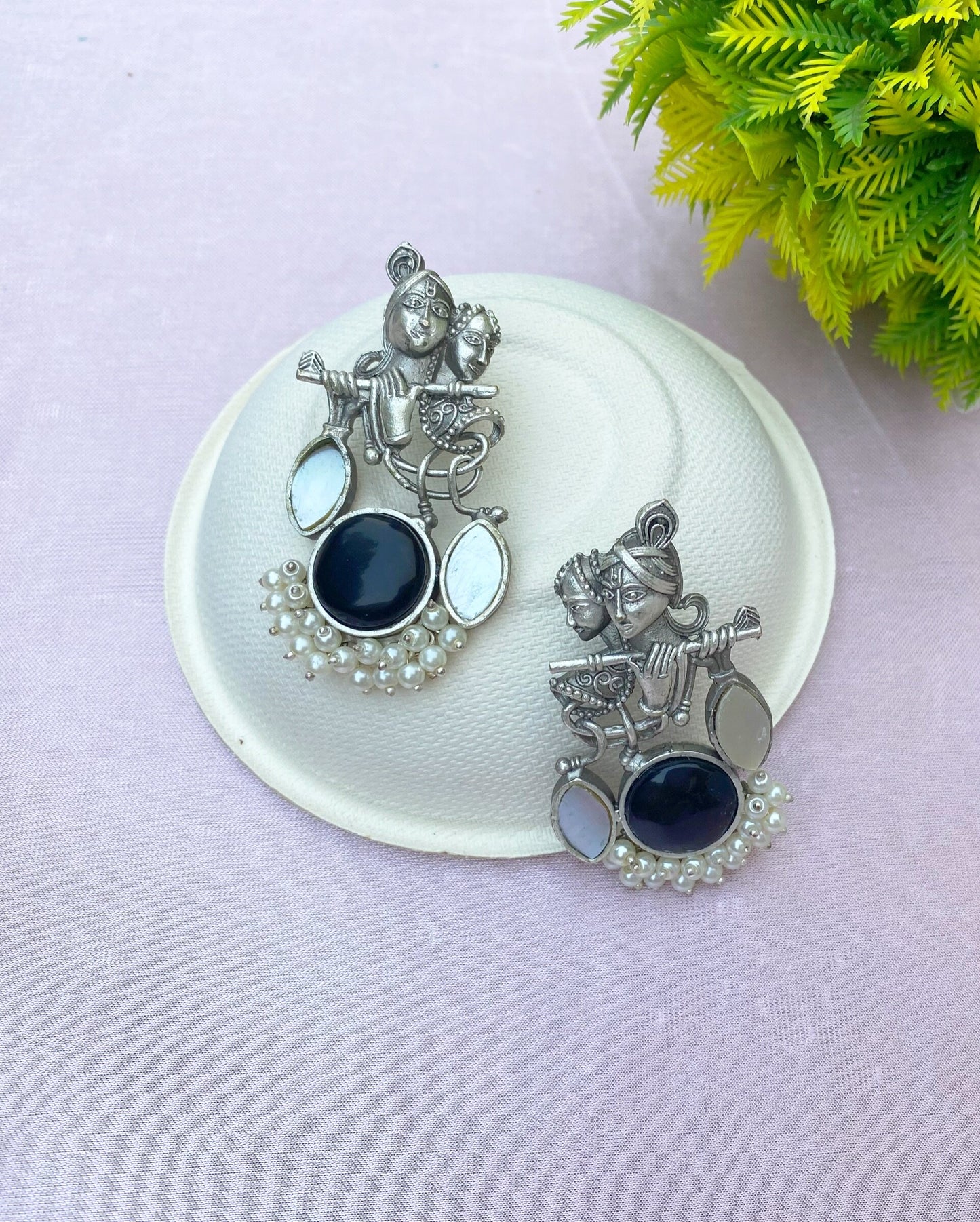 Black Radha Krishna Earring