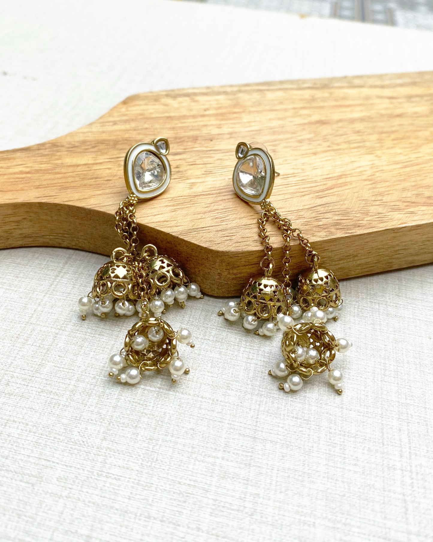 Golden Trishala Tiered Jhumka Earring