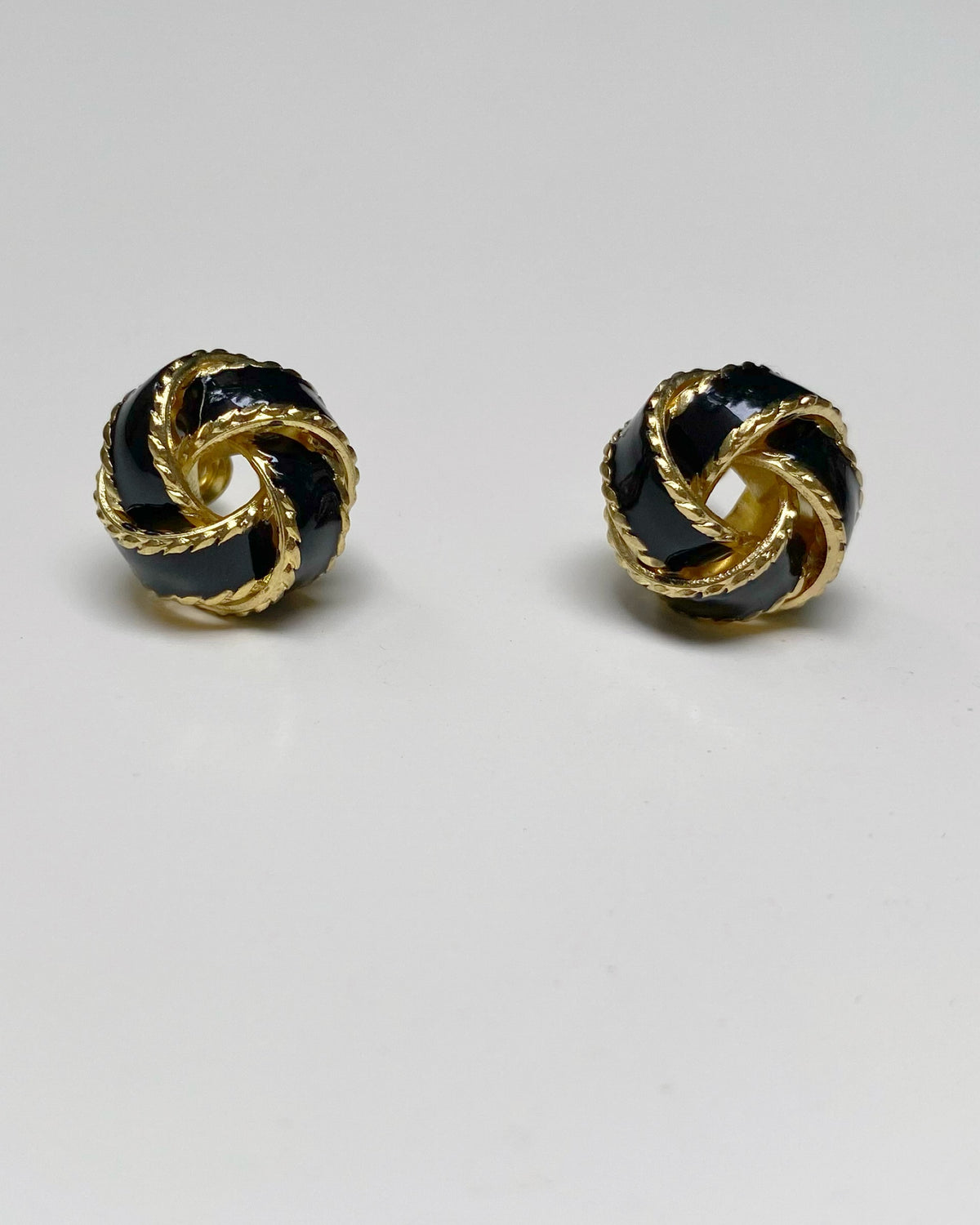 Black Enamel Swirl Studs