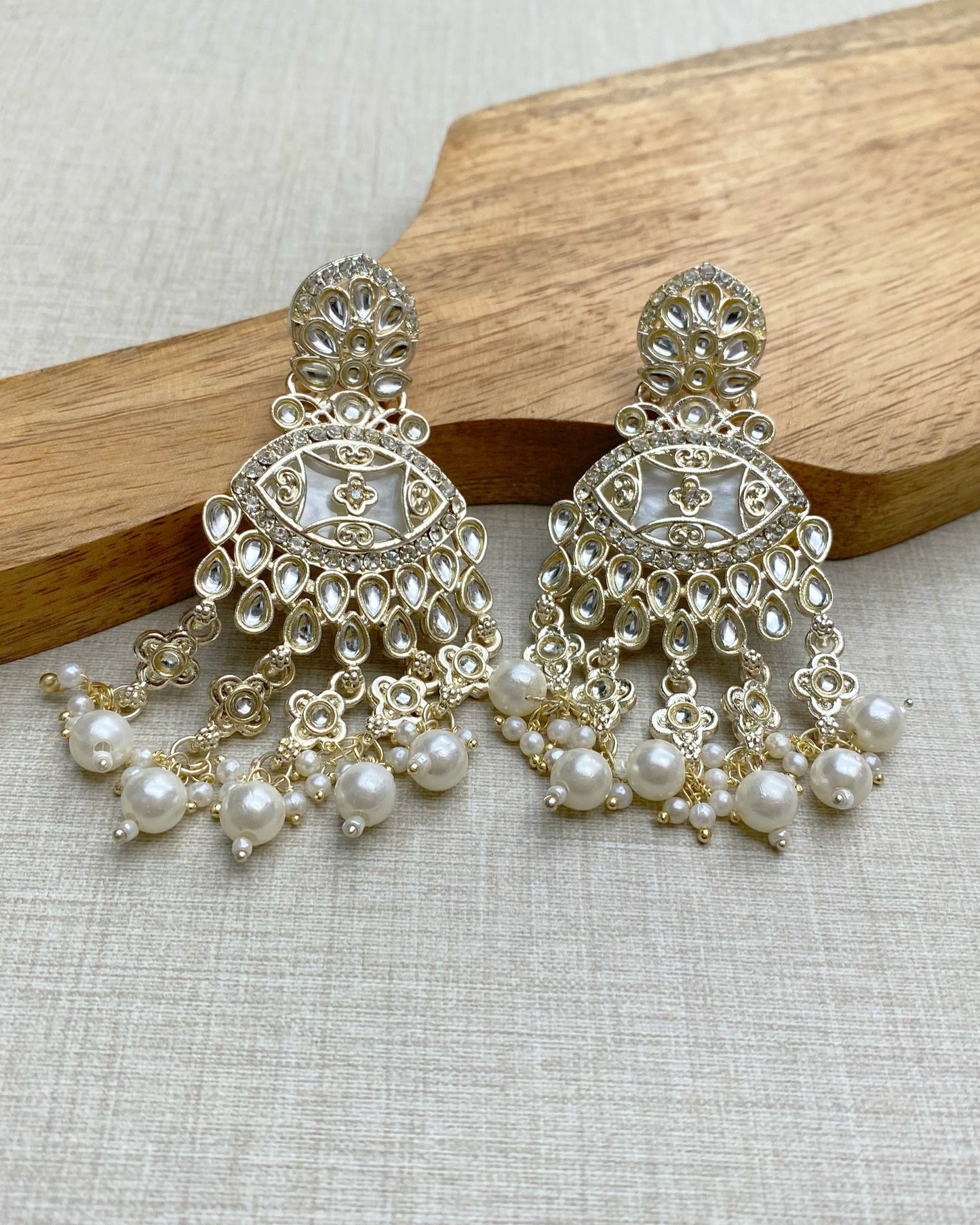 Maharani Lattice Pearl Drop Earrings