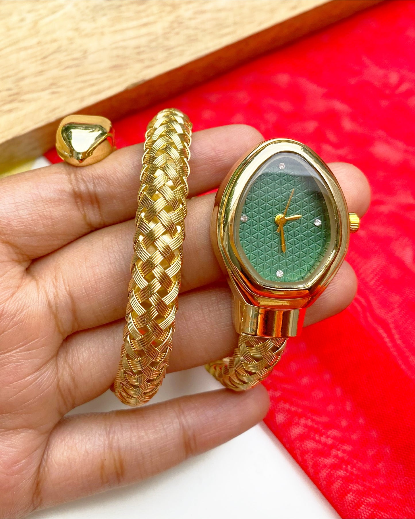 Snake-Motif Mesh Wrap Watch