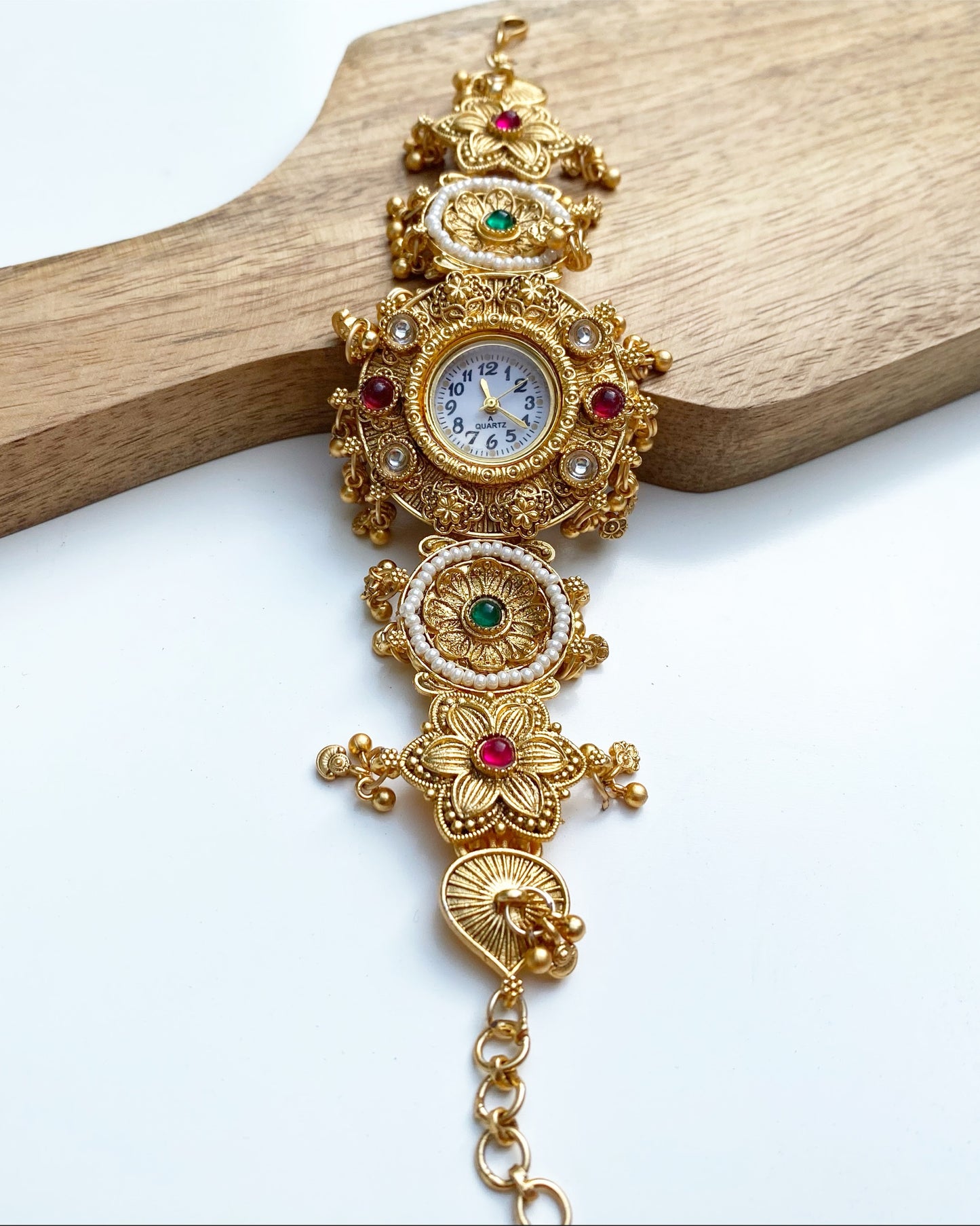 Antique Gold Floral Bracelet Watch