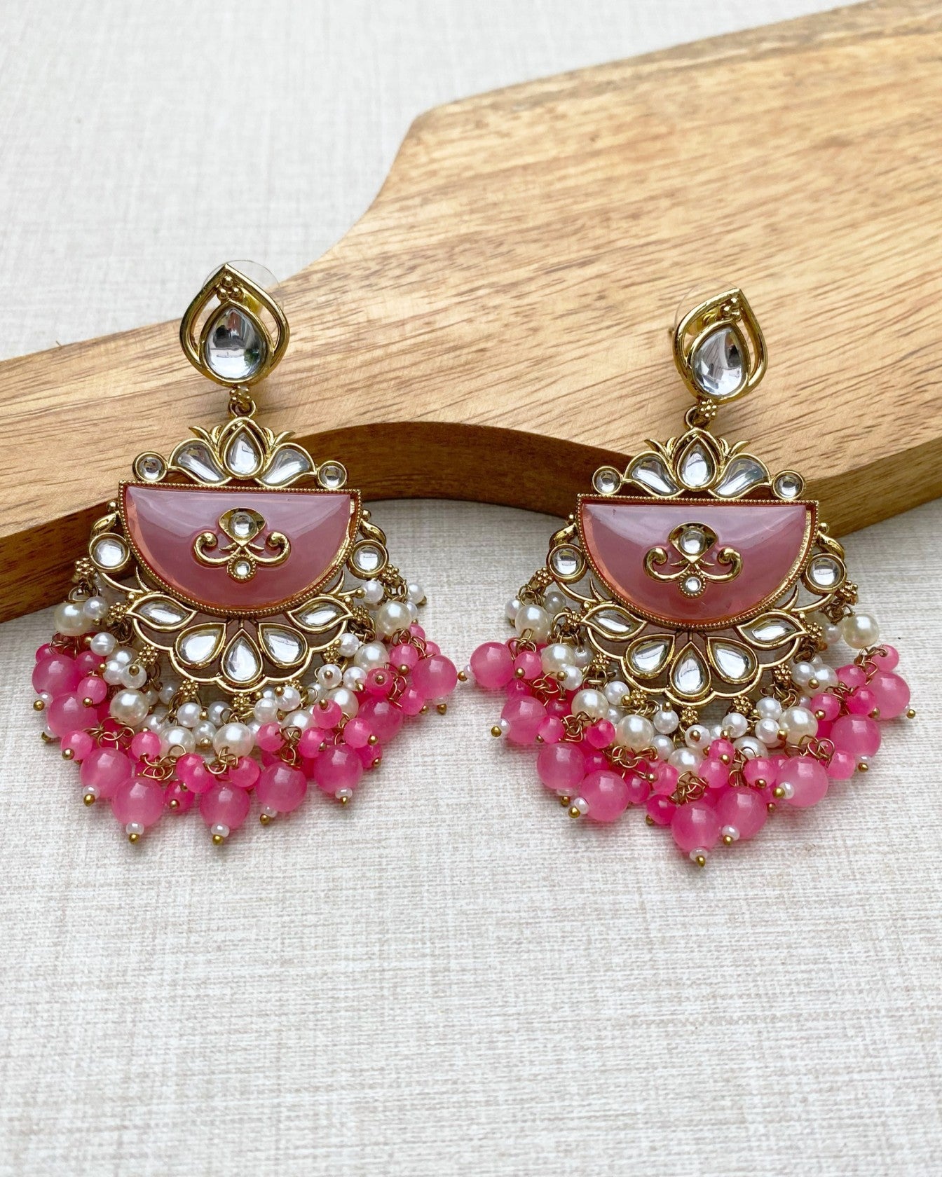 Pastel Pink Chandelier Chandbali Earring