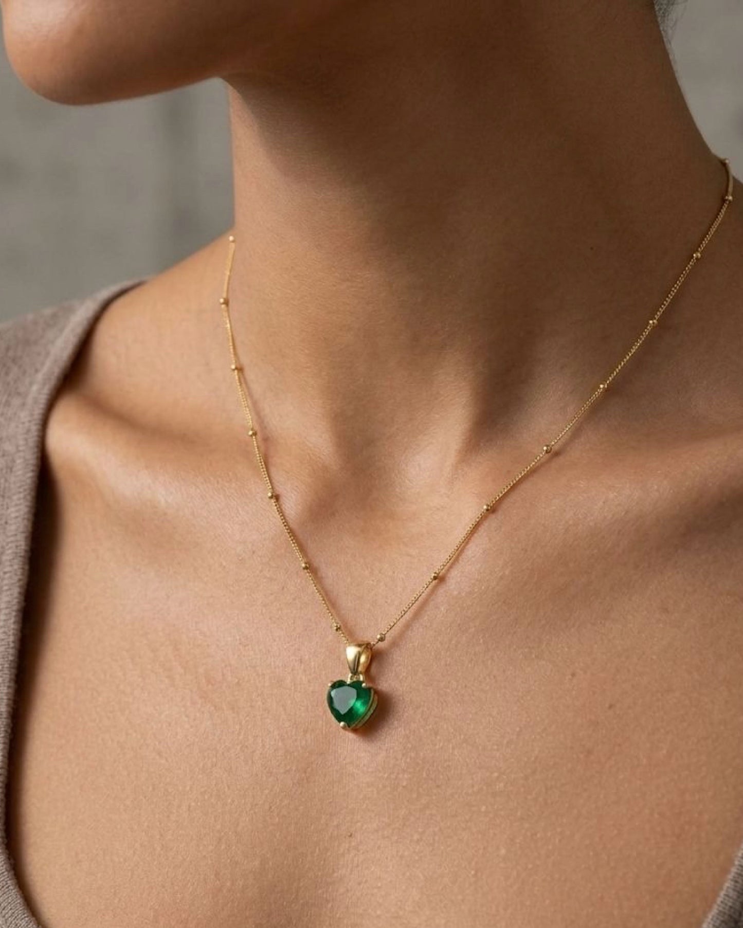 Green Heart Cut Zircon Chain Necklace