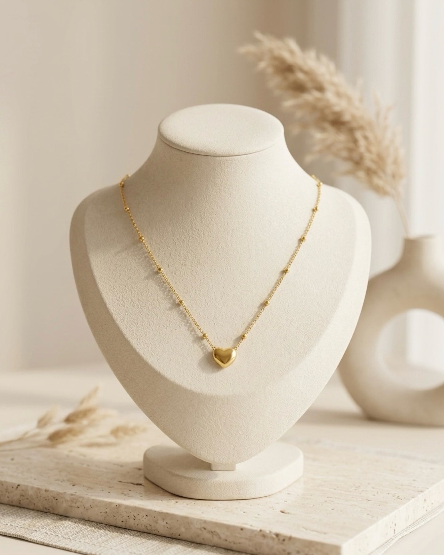 Gold-Plated Heart Pendant Chain Necklace