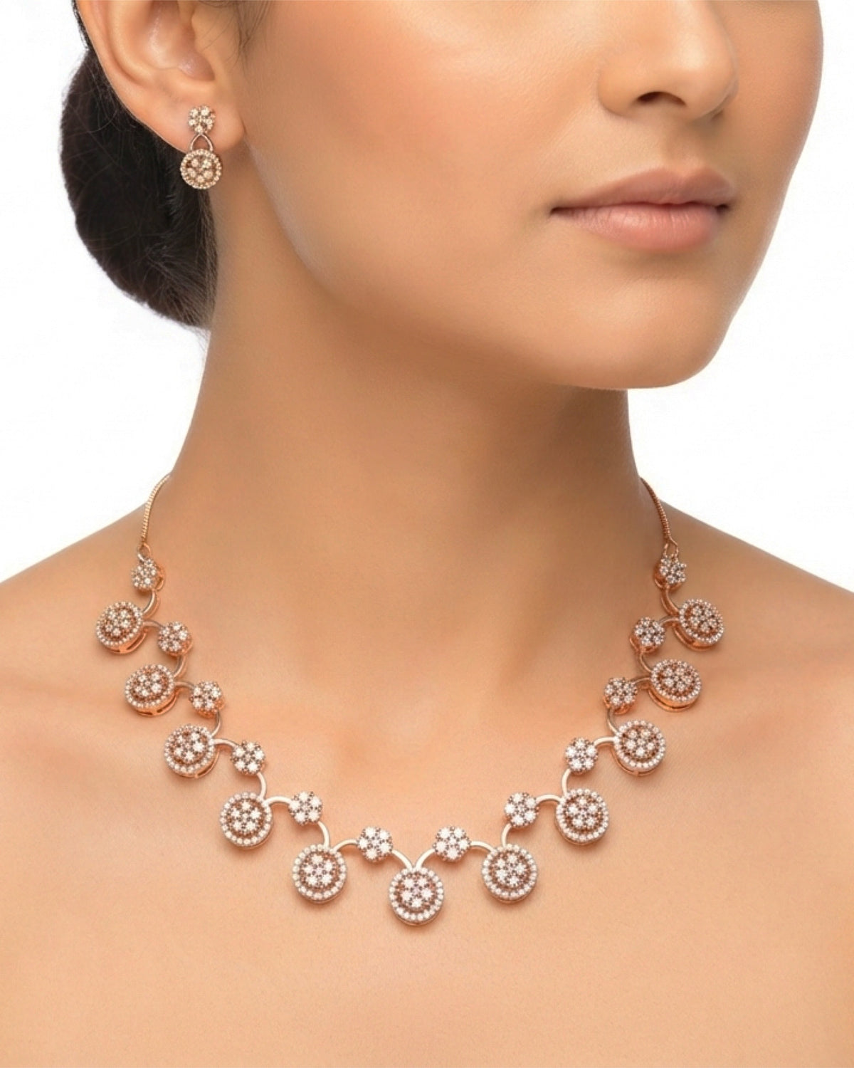 Rose Gold Evelyn CZ Necklace Set