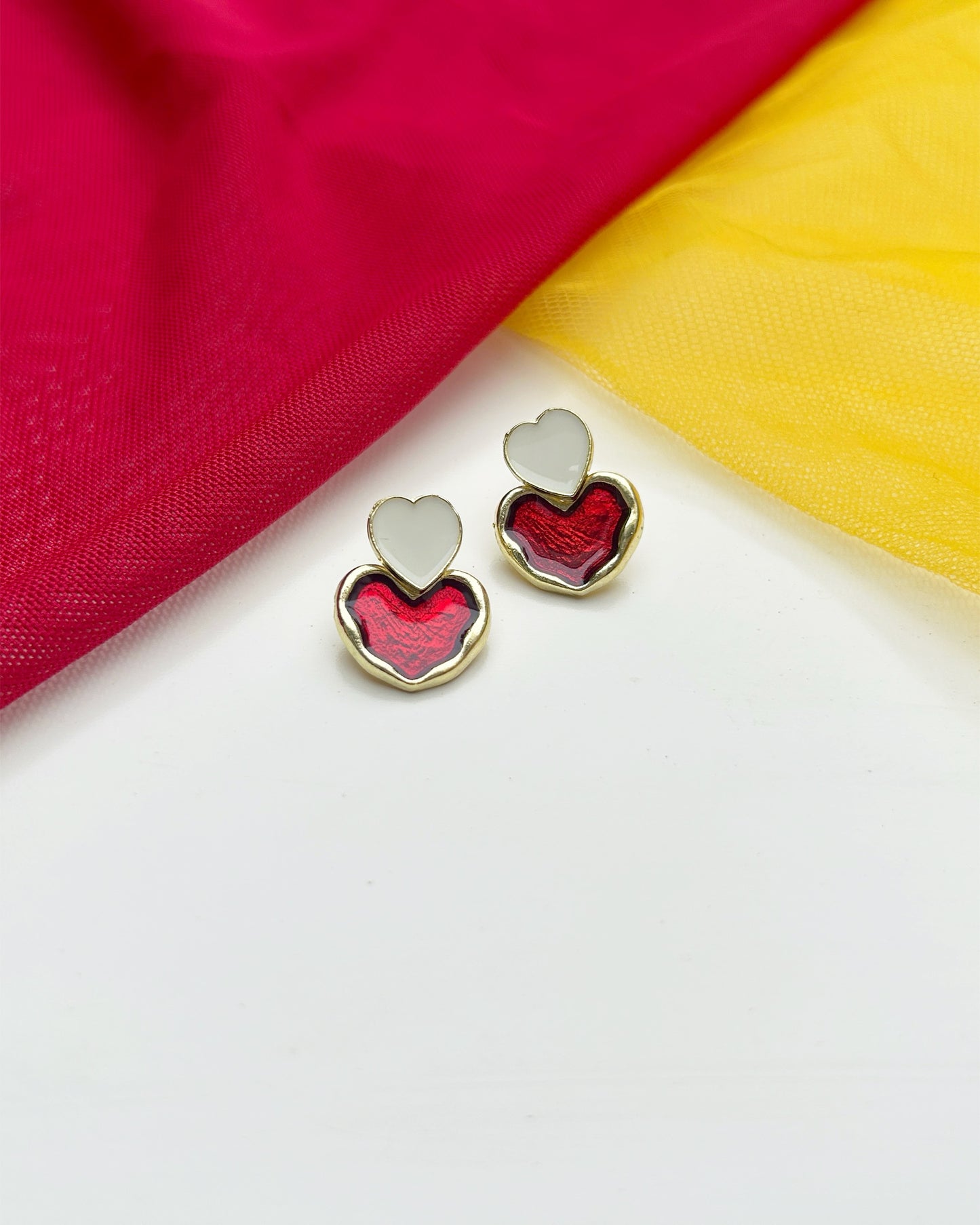 Enamel Heart Drop Earring