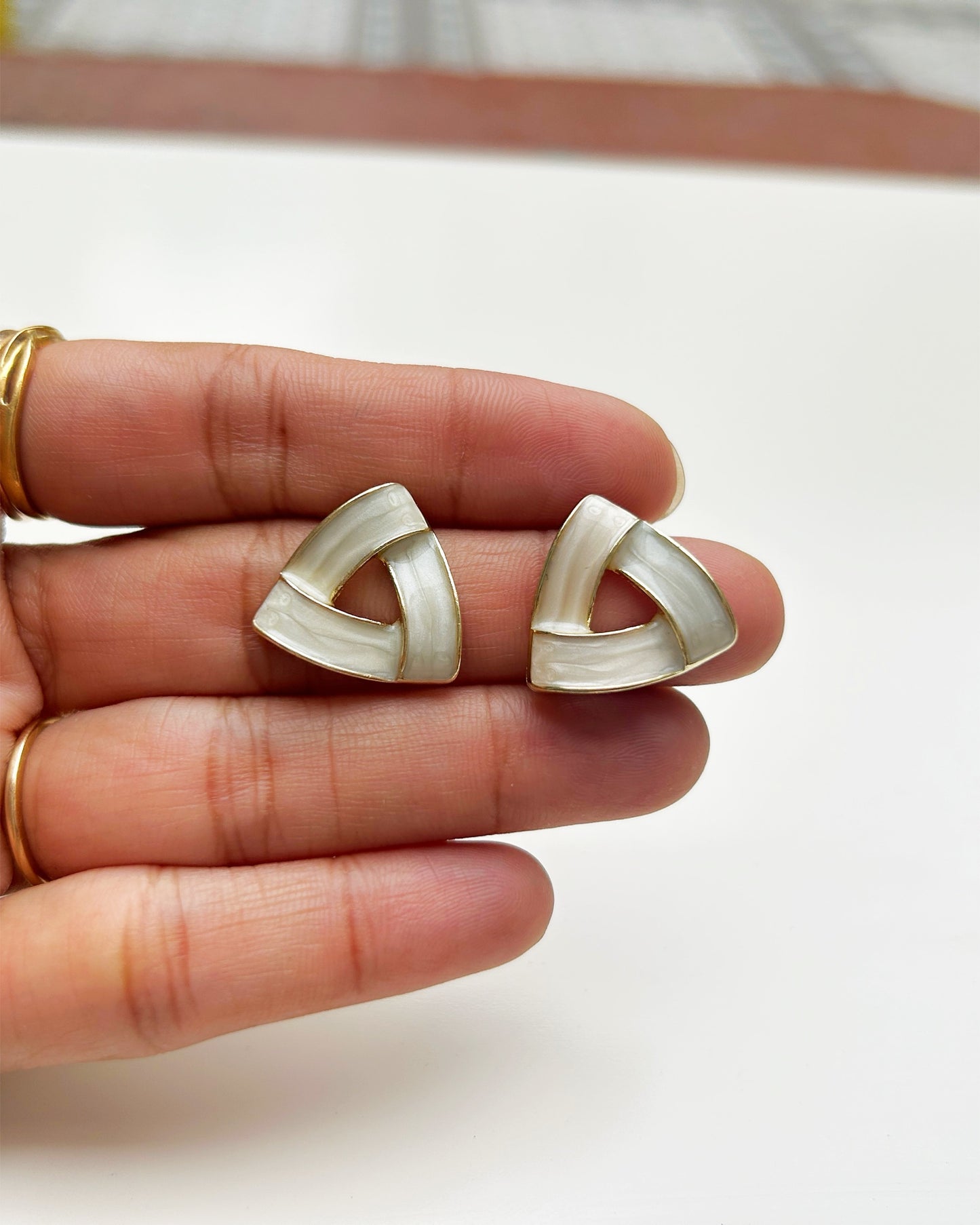 Enamel Geometric Stud Earring