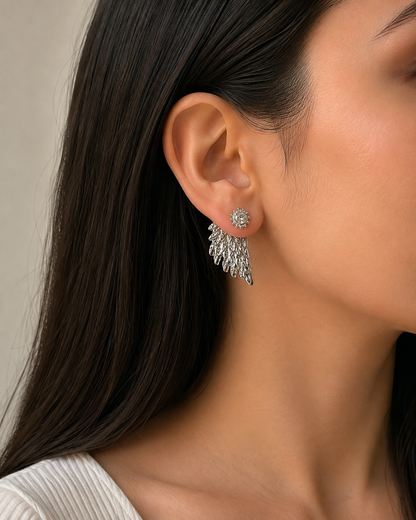 Textured Silver Angel Wing Studs