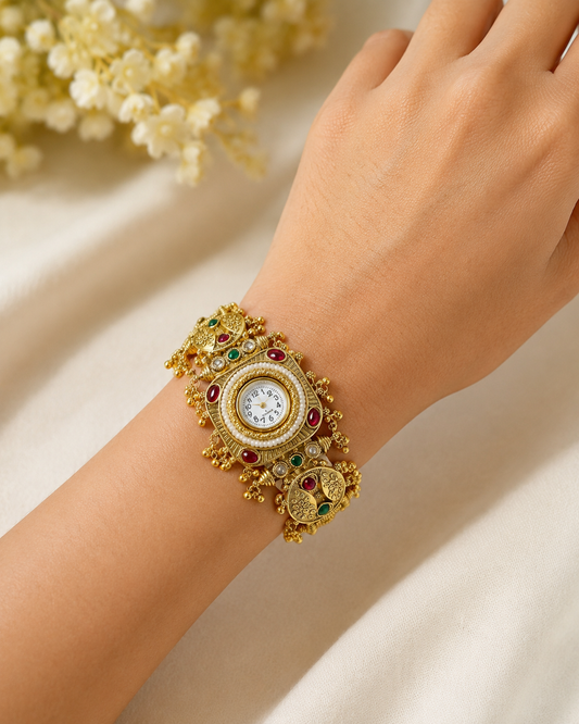 Royal Ruby & Emerald Accent Temple Watch