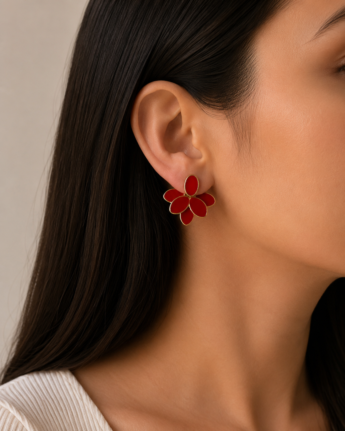 Deep Red Lotus 2-in-1 Studs