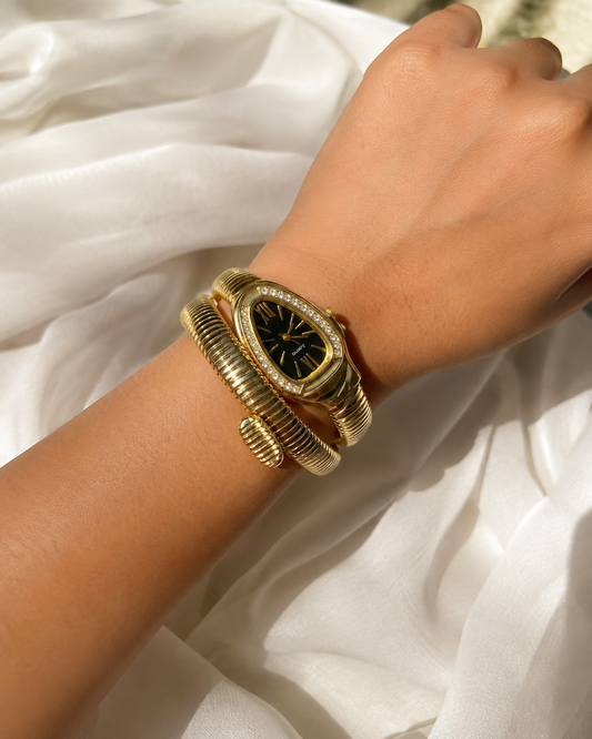Golden Viper Rhinestone Dial Watch
