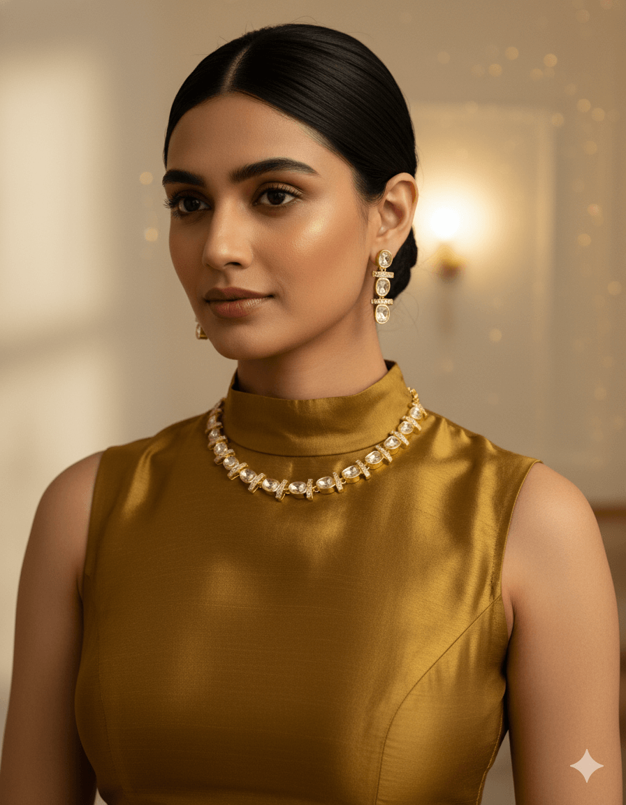 Gold Necklace Set For Women I Velvet Box