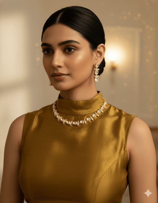 Gold Necklace Set For Women I Velvet Box