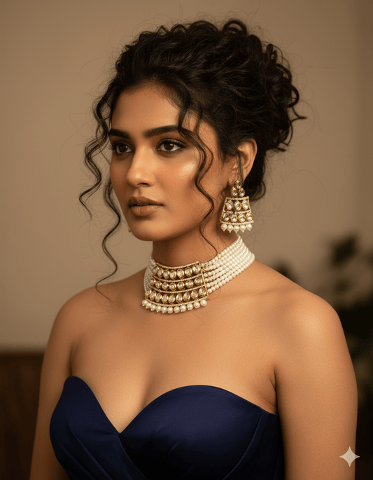 pearl choker necklace gold