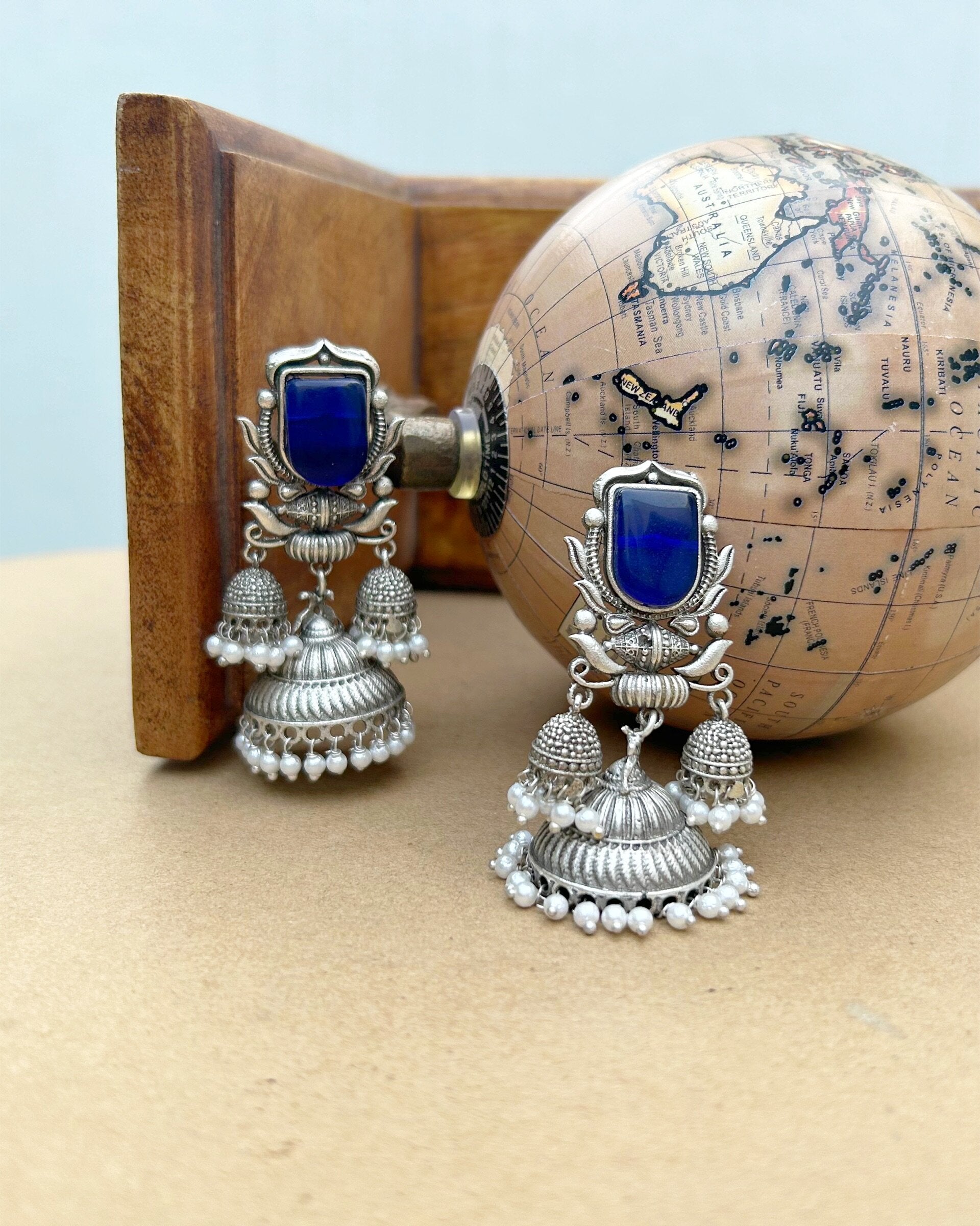 Blue Jhumka Earrings