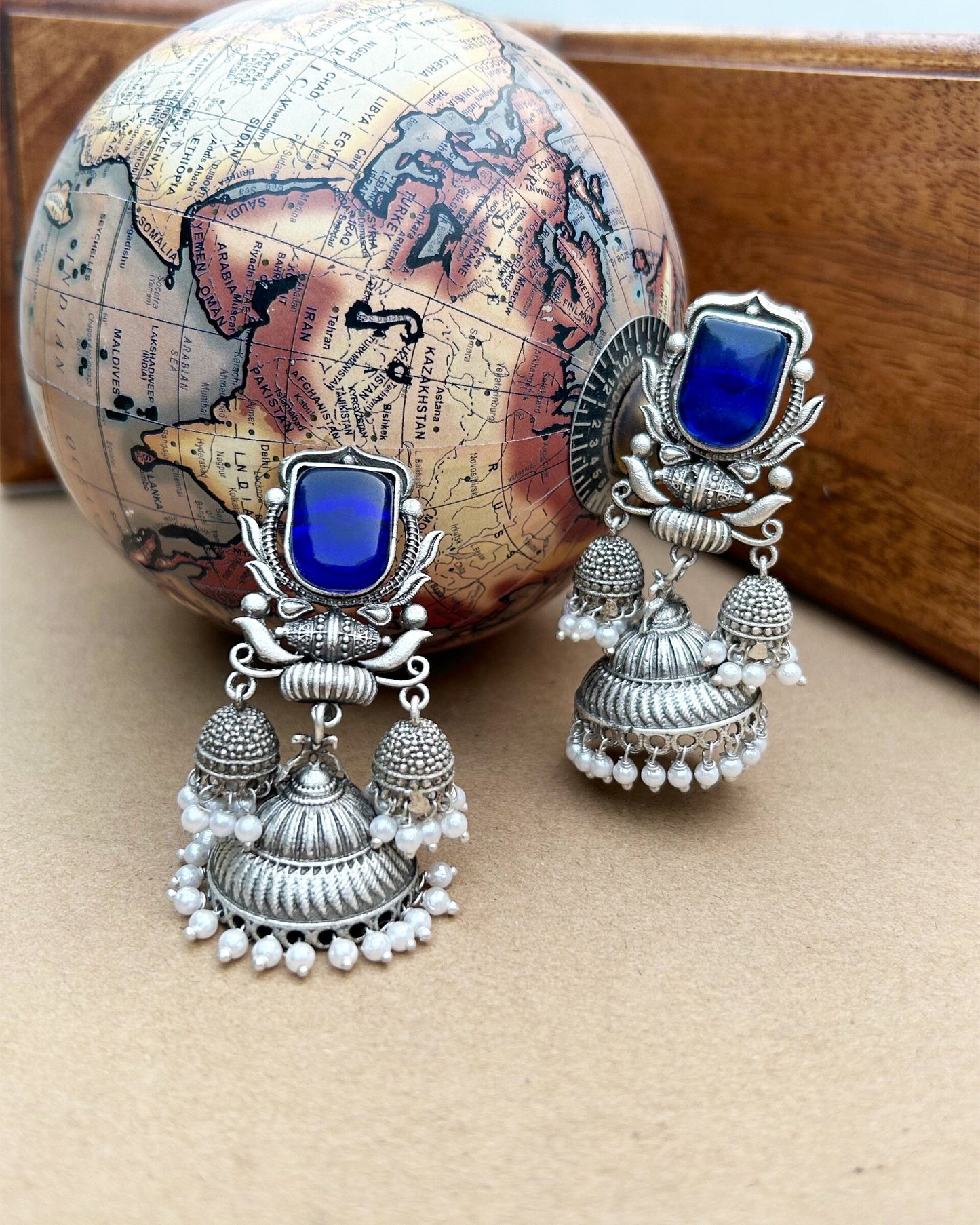 Blue Jhumka Earrings