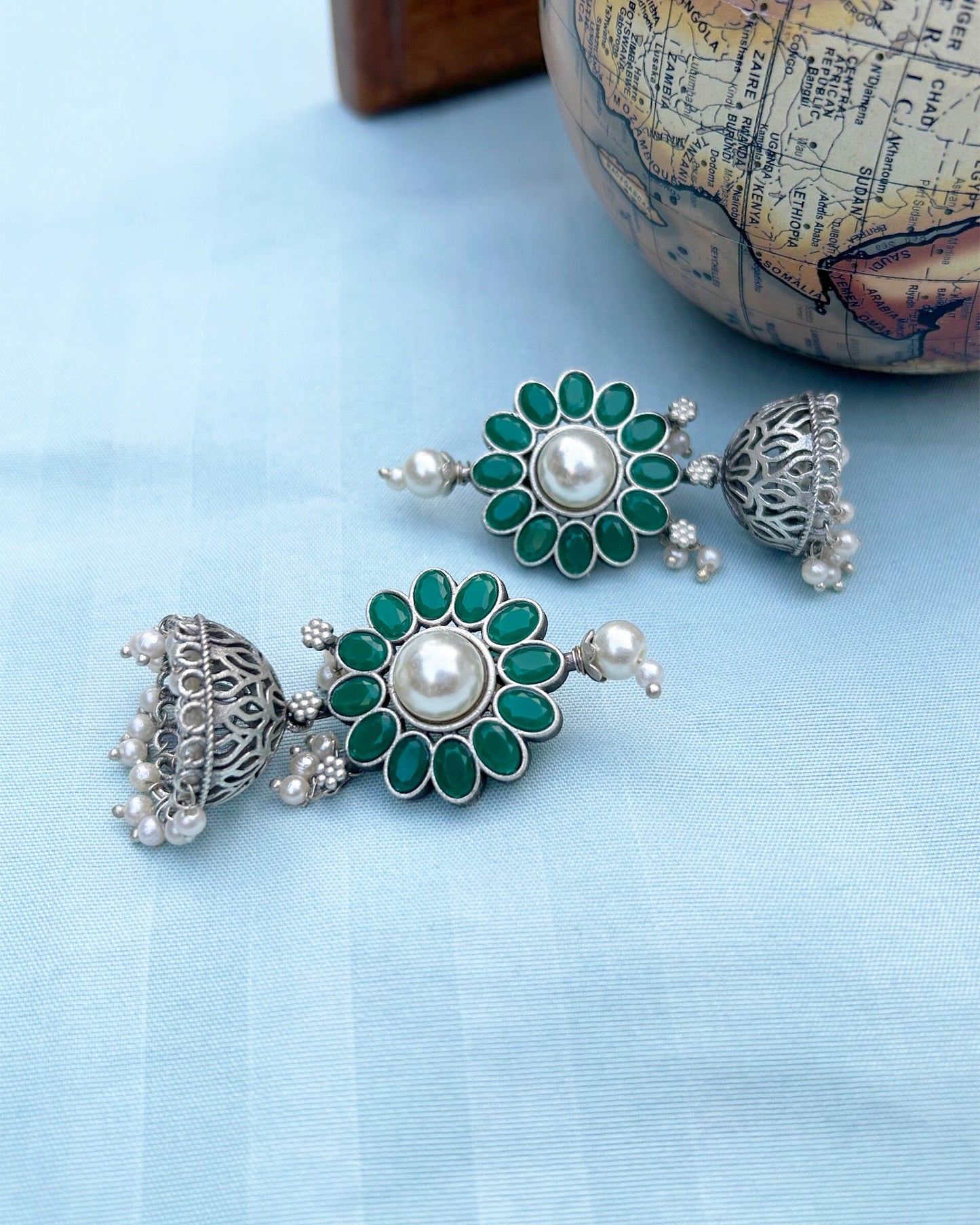 Green Floral Jhumka