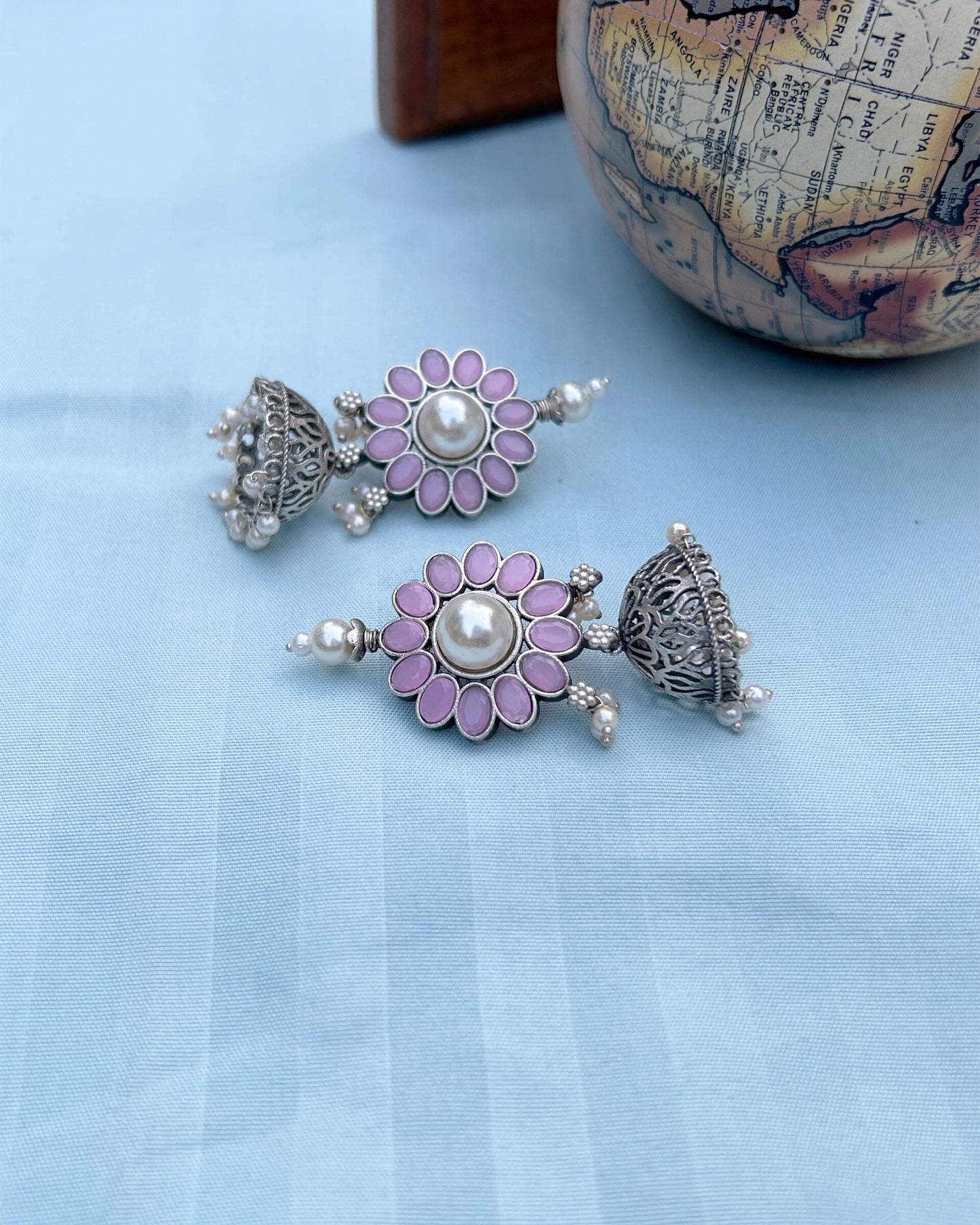Pink Floral Jhumka