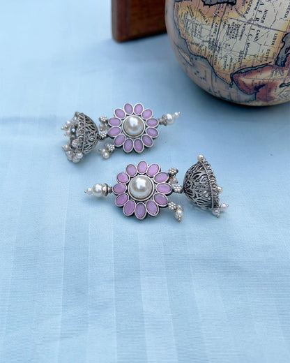 Pink Floral Jhumka