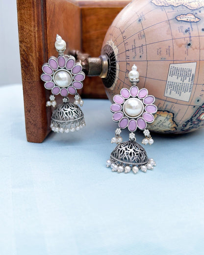 Pink Floral Jhumka