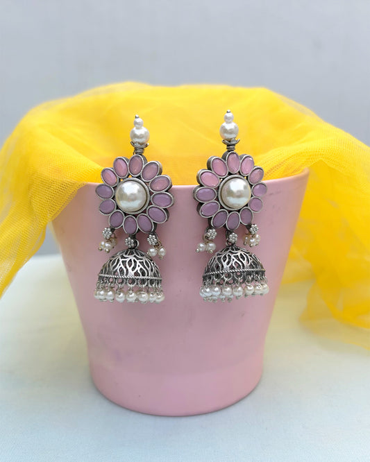 Pink Floral Jhumka