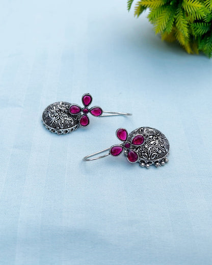 Pink Floral Dangler Jhumki